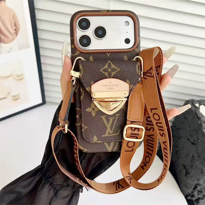LV Luxury Phone Case with Strap For iPhone 13-18 Pro & Pro Max