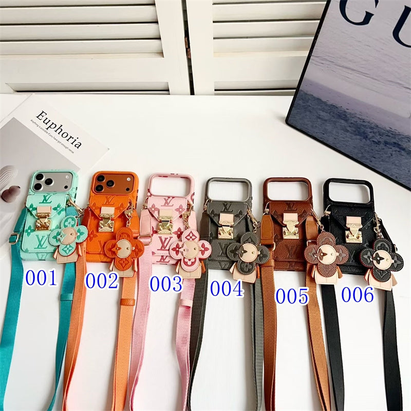 Luxury Monogram Crossbody iPhone Case with Detachable Wallet 13-18 Pro & Pro Max