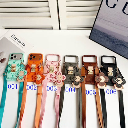Luxury Monogram Crossbody iPhone Case with Detachable Wallet 13-18 Pro & Pro Max