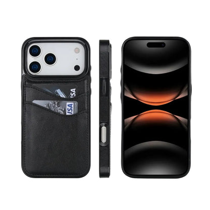 Litchi Leather Skin Card Slots Phone Case For iPhone 13-18 Pro & Pro Max