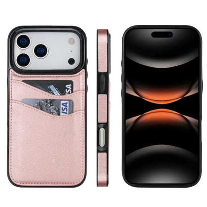 Litchi Leather Skin Card Slots Phone Case For iPhone 17 / 16 / 15 / 14