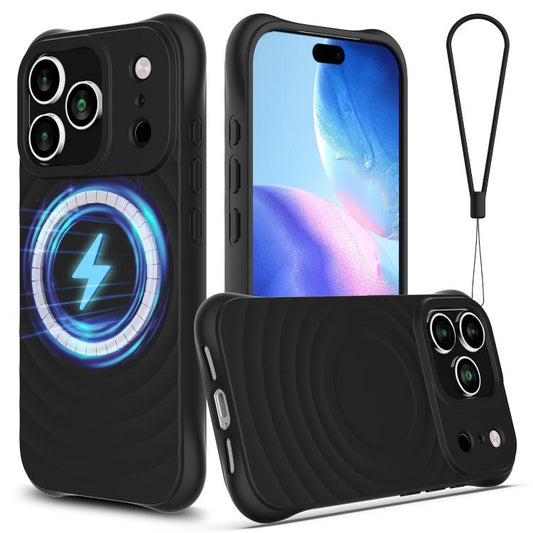 Wave Texture MagSafe Magnetic Liquid Silicone Phone Case For iPhone 17 / 16 / 15 / 14