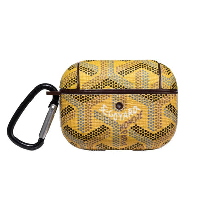 Elegant Yellow GYD Monogram AirPods Case - High-End Tech Accessory