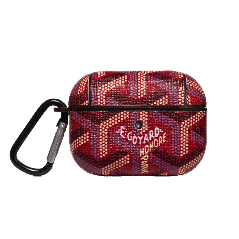 Luxury Red GYD Monogram AirPods Case - Stylish Protective Shell