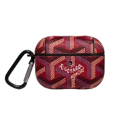 Luxury Red GYD Monogram AirPods Case - Stylish Protective Shell