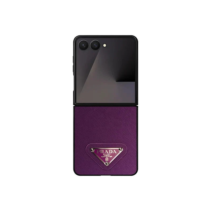 Prada Luxury Purple Leather Case for Samsung Galaxy Z Fold & Z Flip Series