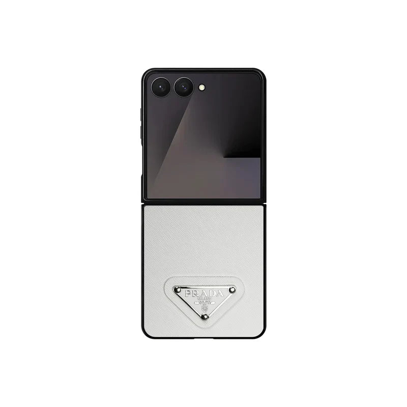 Prada Luxury White Leather Case for Samsung Galaxy Z Fold & Z Flip Series