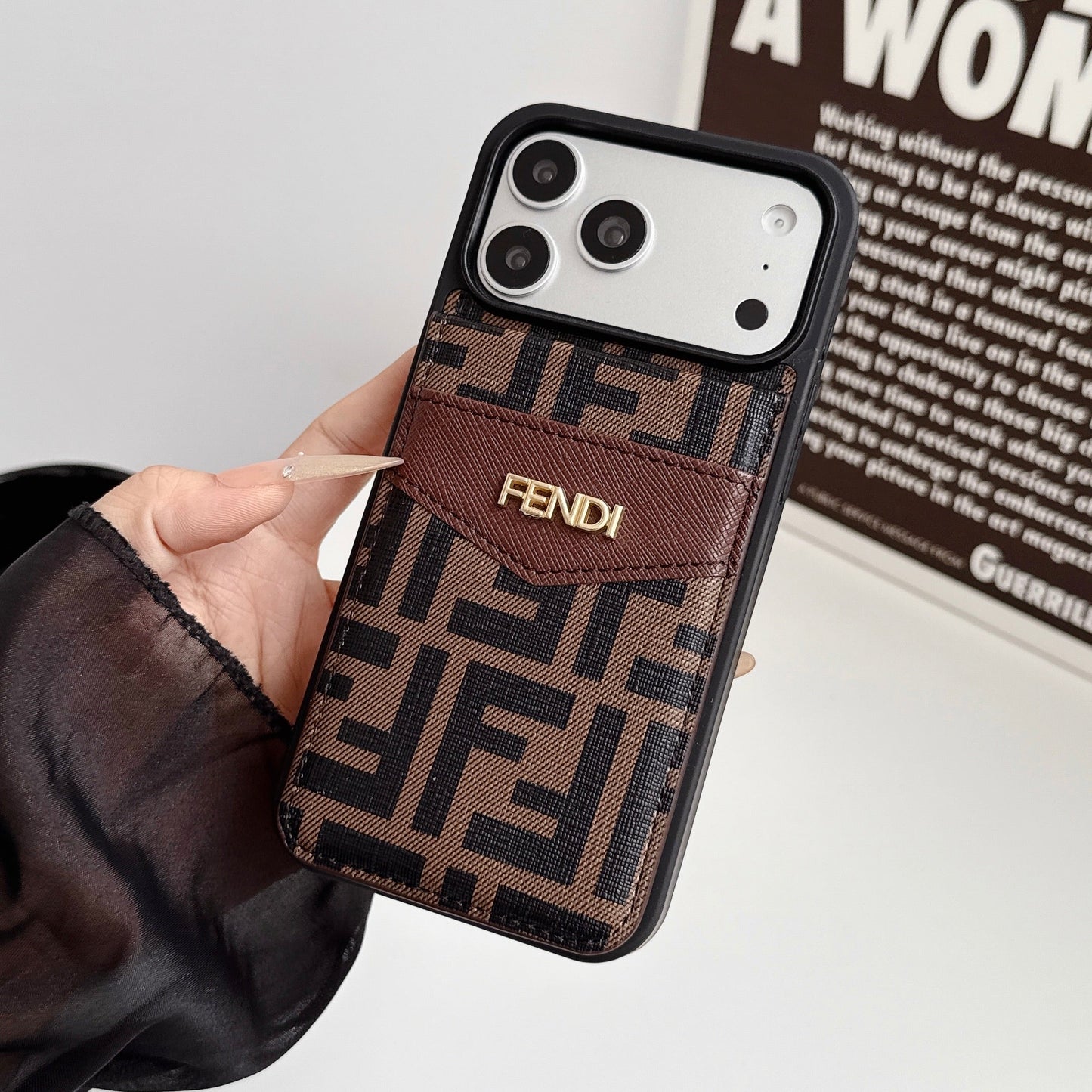Luxury Card Holder Fendi iPhone Case for 12-17 series