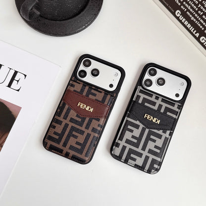 Luxury Card Holder Fendi iPhone Case for 12-17 series