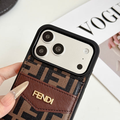 Luxury Card Holder Fendi iPhone Case for 12-17 series