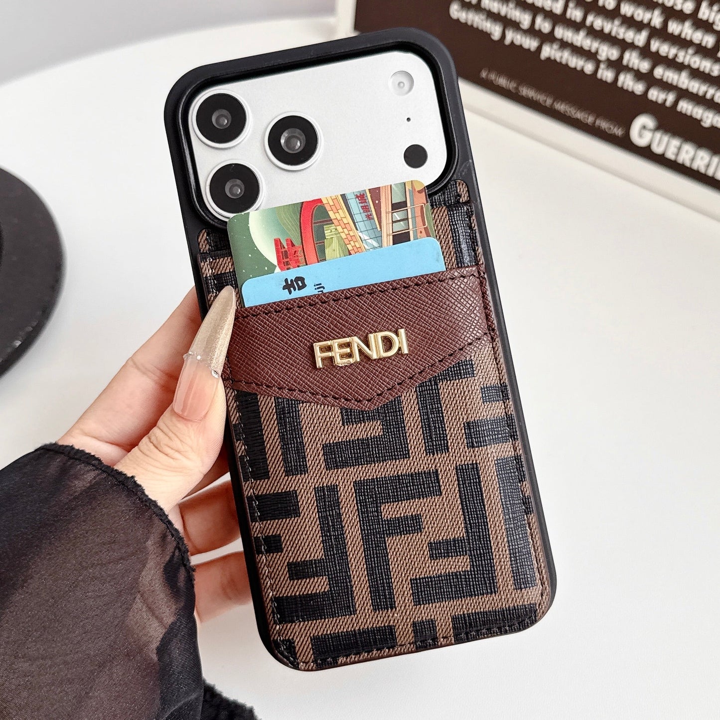 Luxury Card Holder Fendi iPhone Case for 12-17 series