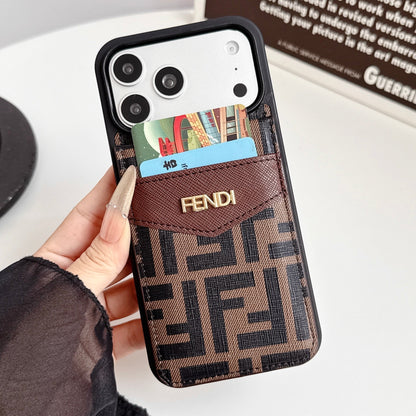 Luxury Card Holder Fendi iPhone Case for 12-17 series
