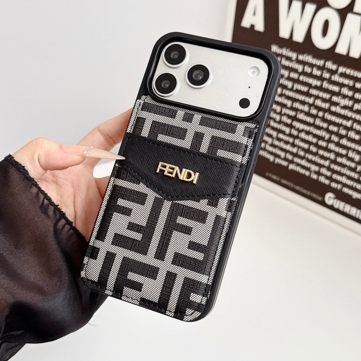Luxury Card Holder Fendi iPhone Case for 12-17 series