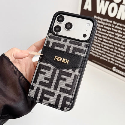Luxury Card Holder Fendi iPhone Case for 12-17 series