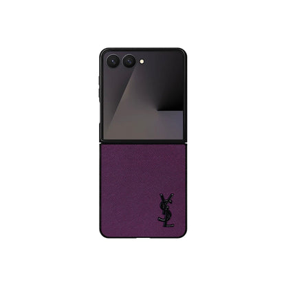 Luxury YSL Leather Case Purple for Samsung Galaxy Z Fold & Z Flip Series