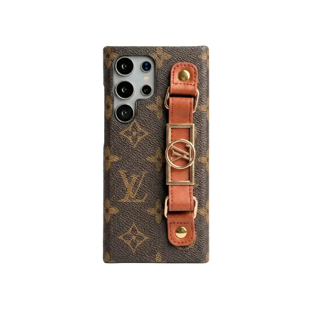 Luxury Designer Strap Holder Leather Case for Samsung Galaxy S22-S26 Series