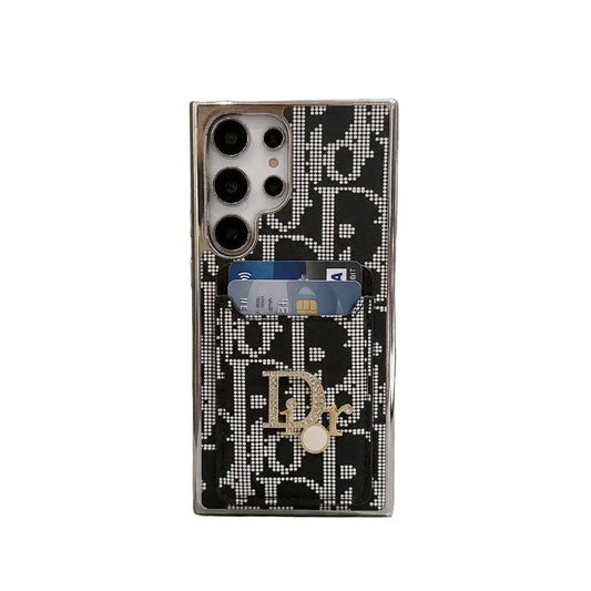 Luxury Rhinestone Iconic Fashion Case with Card Pocket for Samsung Galaxy S22-S26 Series