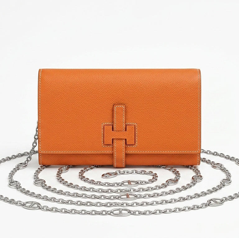 Luxury Hermes Wallet with Chain