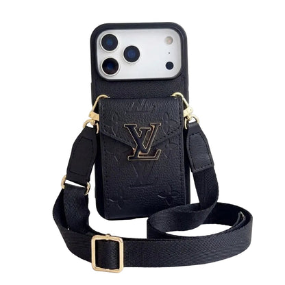LV Luxury Phone Case with Card Holder For iPhone 12-18 Pro & Pro Max