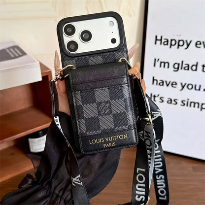Luxury Louis Vuitton Phone case with card slot for iPhone 12-18