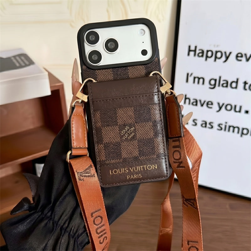 Luxury Louis Vuitton Phone case with card slot for iPhone 12-18
