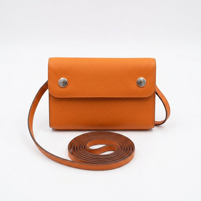 Luxury Hermes Calfskin Leather Crossbody Snap Bag