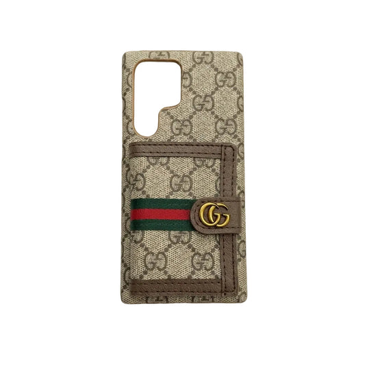 Luxury GG Supreme Case with Leather Card Pocket for Samsung Galaxy S22-S26 Series