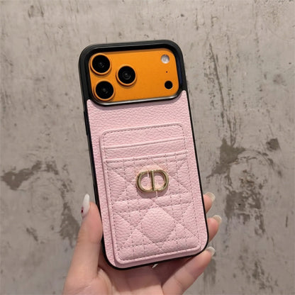 Luxury Quilted Leather Card Holder Case for iPhone 12-18