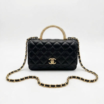 Luxe Quilted Flap Bag with Clear Resin Handle