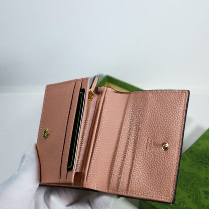 Luxury Leather Wallet Pink Canvas