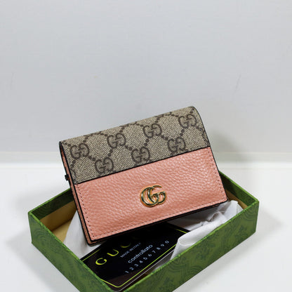 Luxury Leather Wallet Pink Canvas