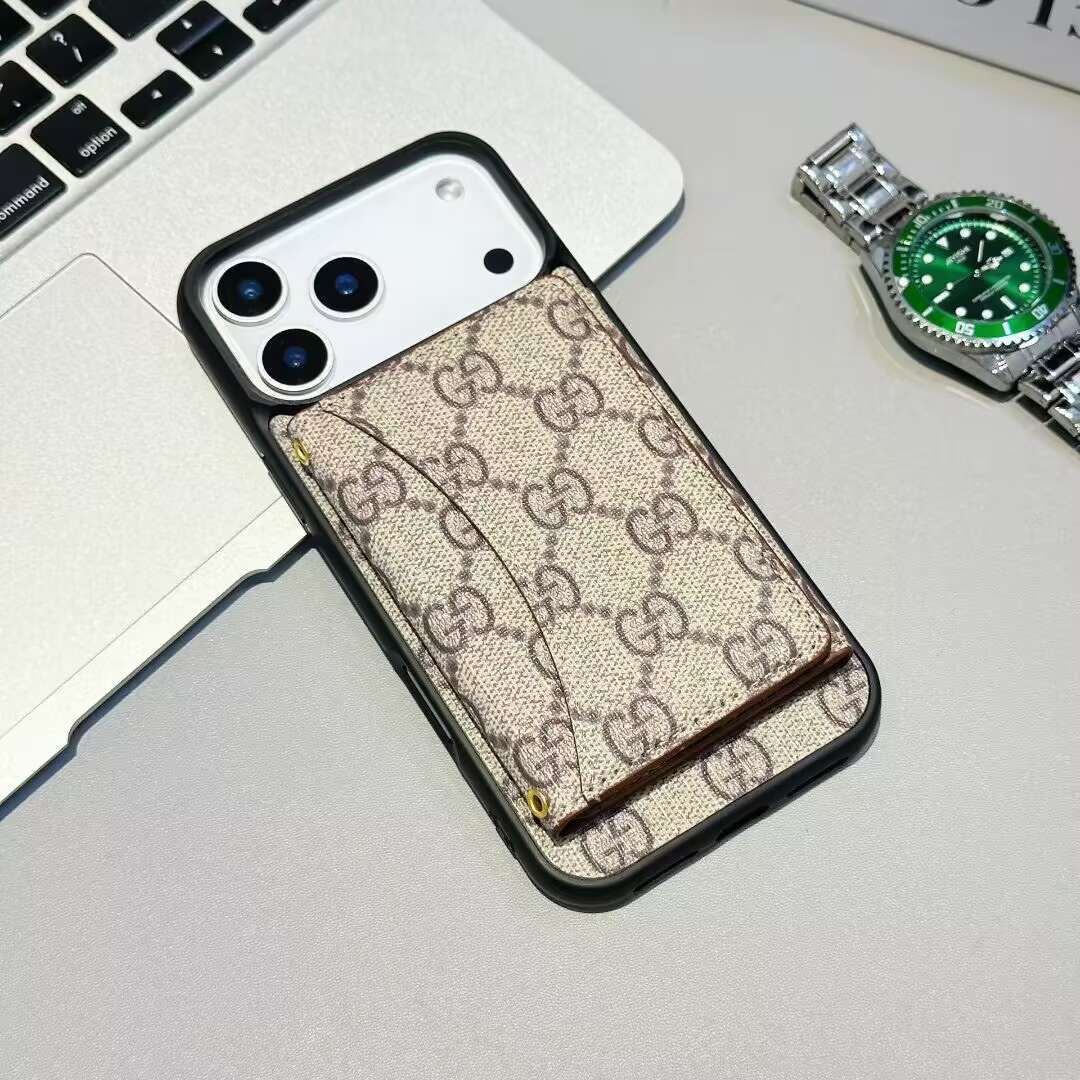 Luxury Card Holder Wallet LV Style Phone Case for iPhone 12-18 Pro & Pro Max