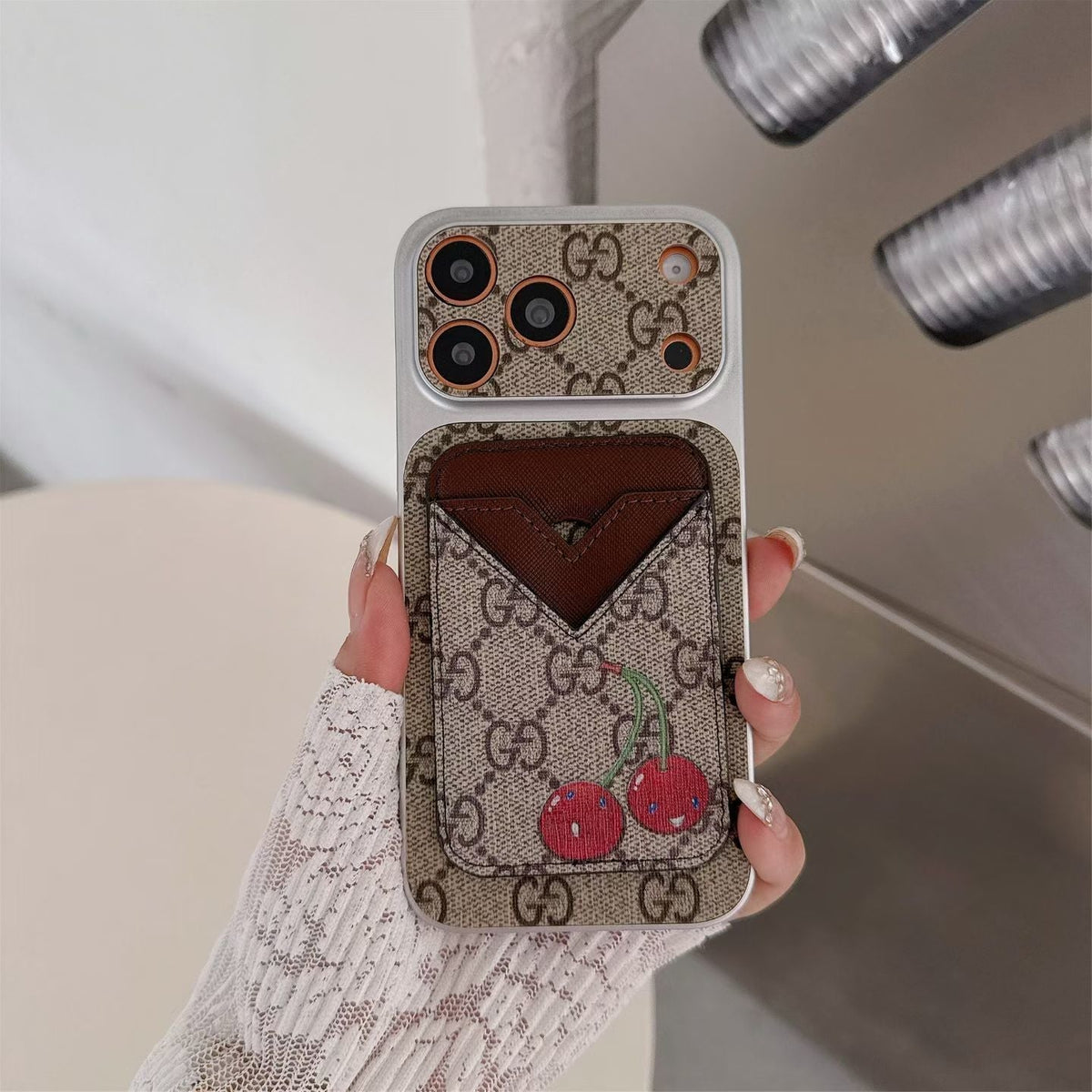 GG Style Phone case Magnet Card Holder for iPhone 13-18