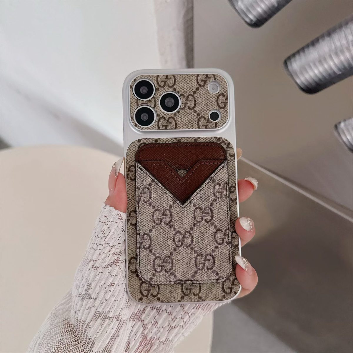 GG Style Phone case Magnet Card Holder for iPhone 13-18