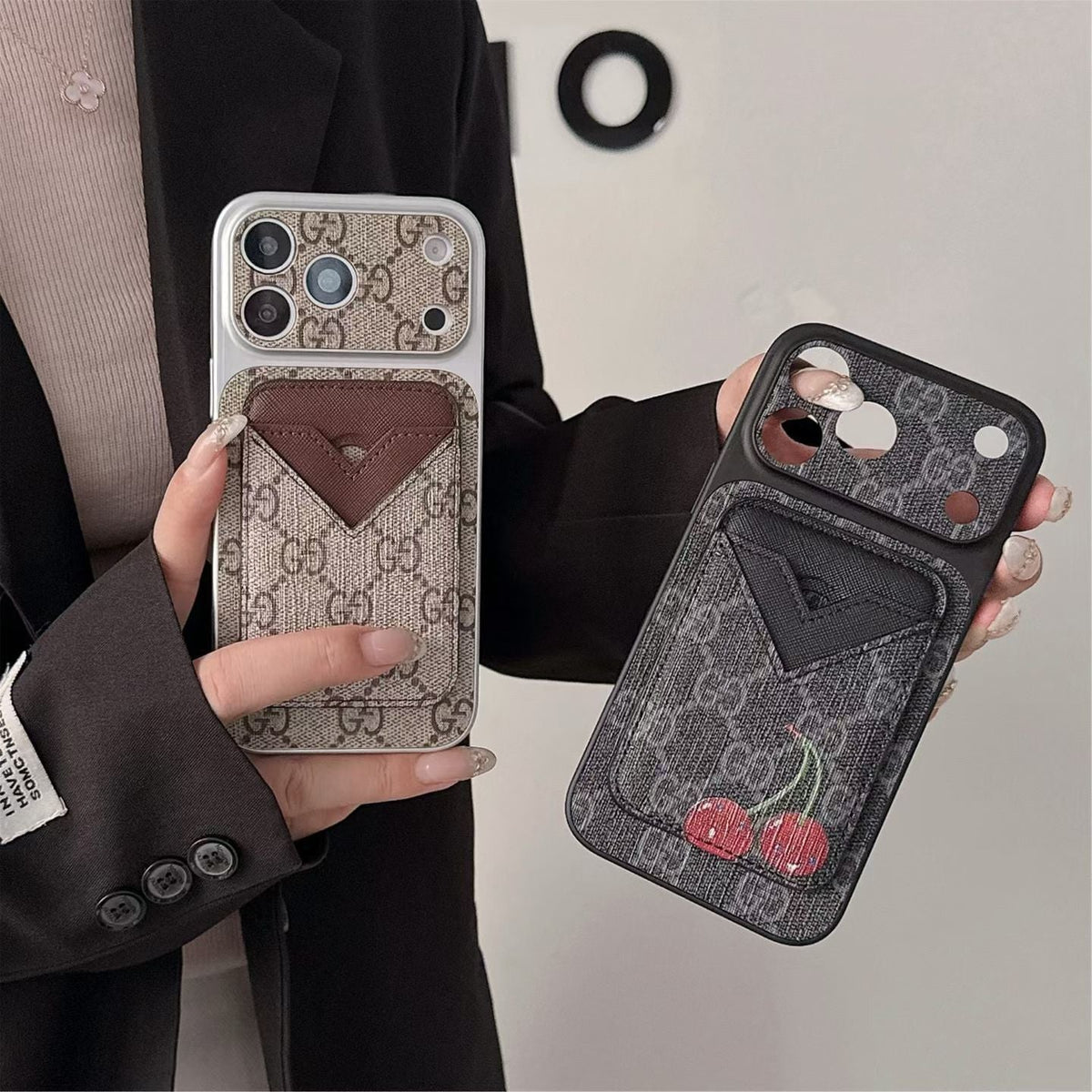 GG Style Phone case Magnet Card Holder for iPhone 13-18