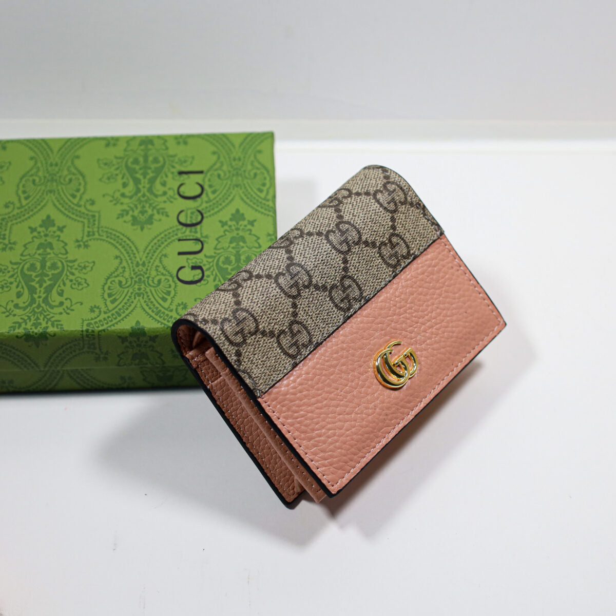 Luxury Leather Wallet Pink Canvas