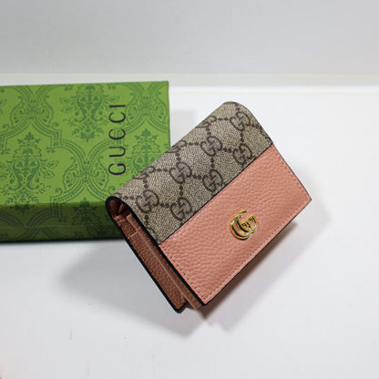 Luxury Leather Wallet Pink Canvas