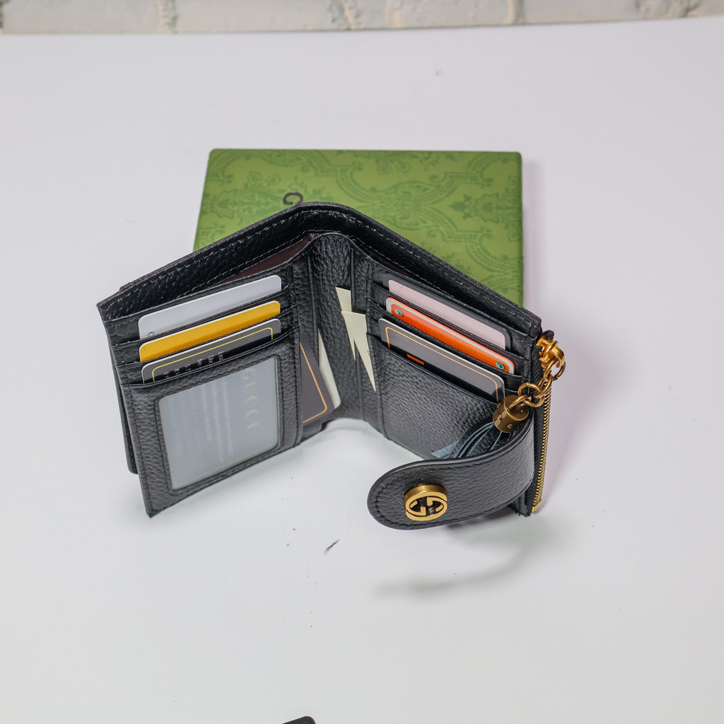 Mens Wallet Black Genuine Leather