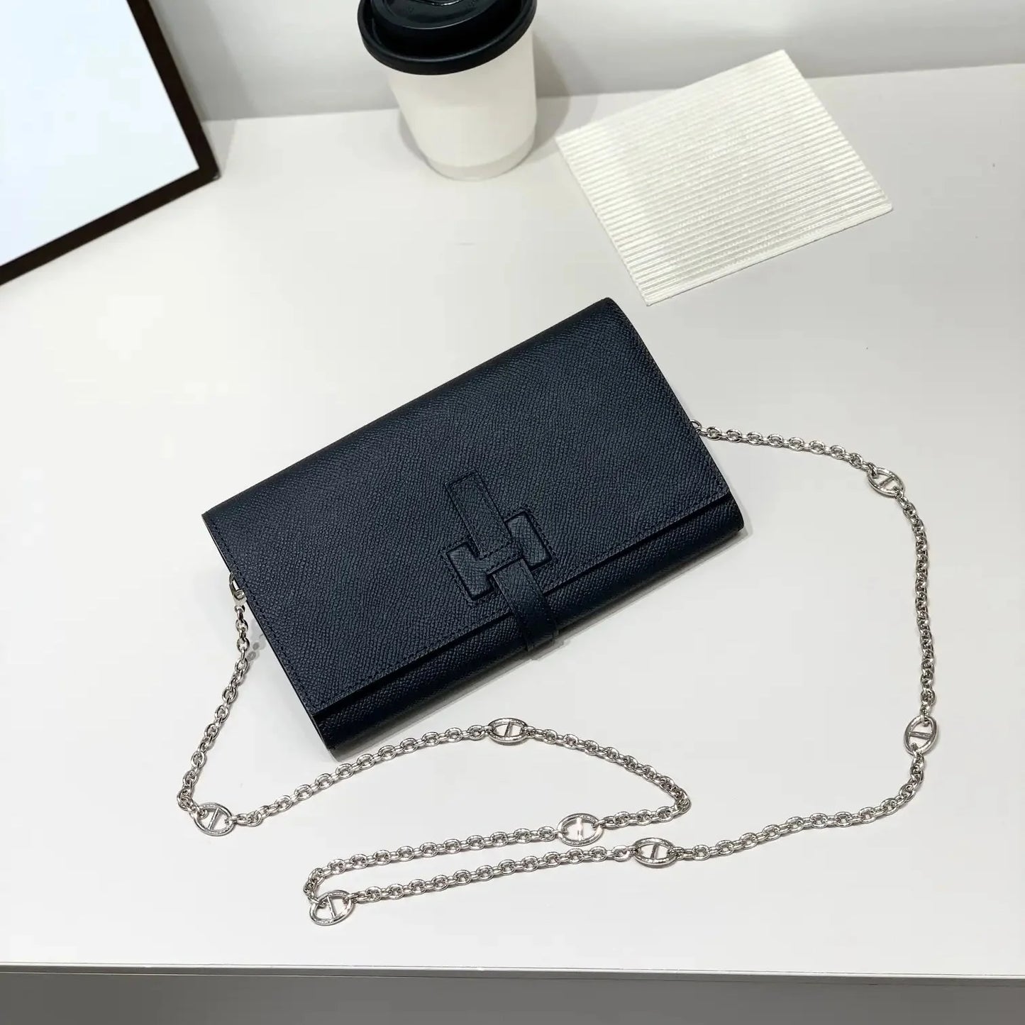Luxury Hermes Wallet with Chain