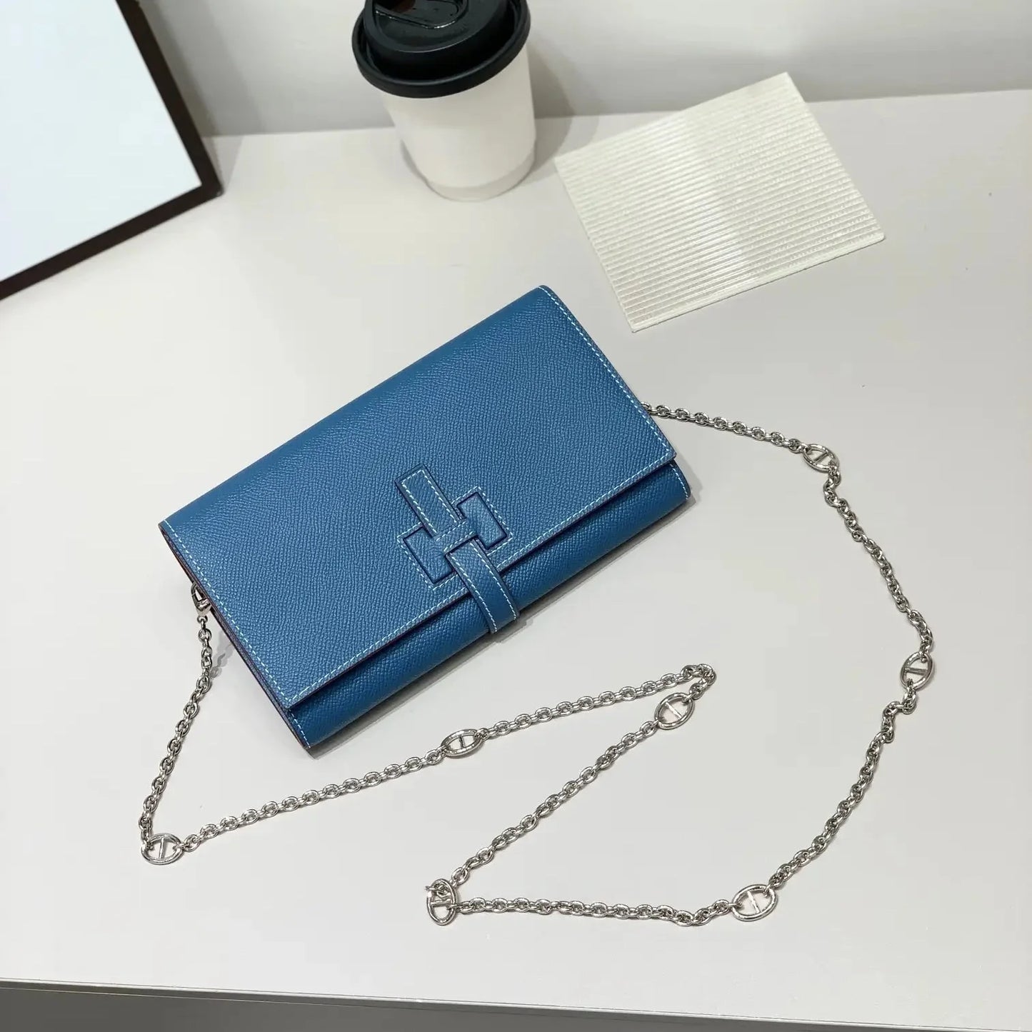 Luxury Hermes Wallet with Chain