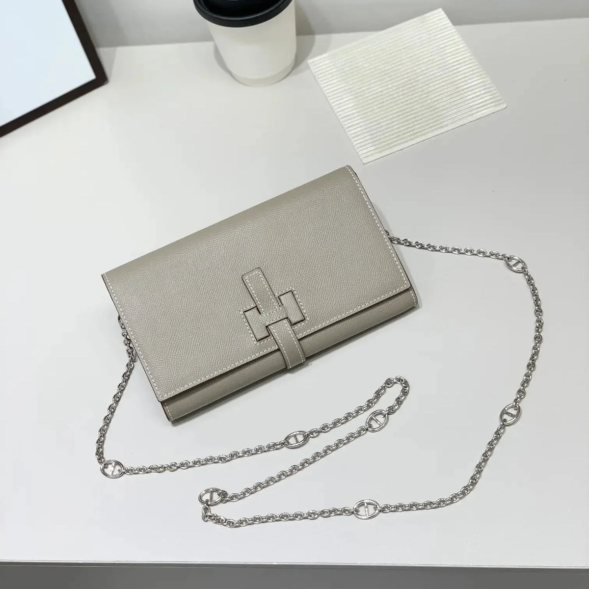 Luxury Hermes Wallet with Chain