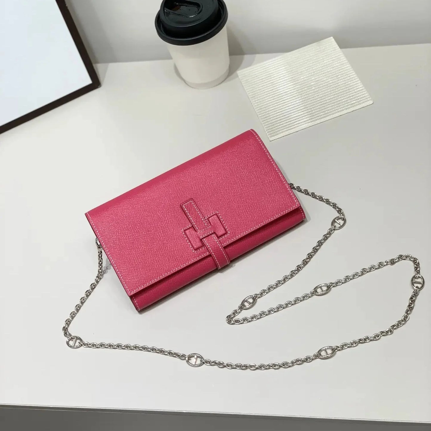 Luxury Hermes Wallet with Chain