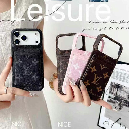 Leather LV Case Detachable Card Holder for iPhone 12-18 Pro & Pro Max