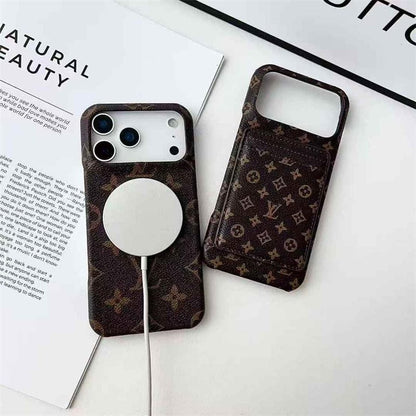 Leather LV Case Detachable Card Holder for iPhone 12-18 Pro & Pro Max