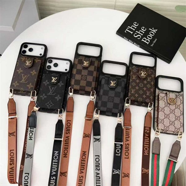 Lv Leather Card Holder Case Crossbody for iPhone 12-18 Pro & Pro Max