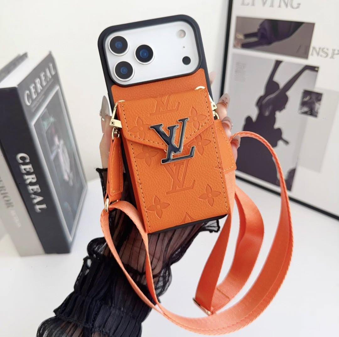 LV Luxury Phone Case with Card Holder For iPhone 12-18 Pro & Pro Max