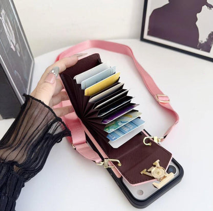 LV Luxury Phone Case with Card Holder For iPhone 12-18 Pro & Pro Max