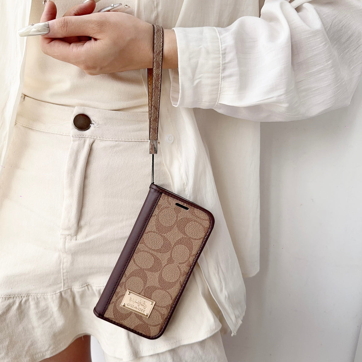 Leather Fold Coach iPhone Case With Wallet And Strap