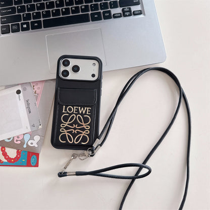 Premium iPhone LE Case with Black Shoulder Strap For Iphone 12-17