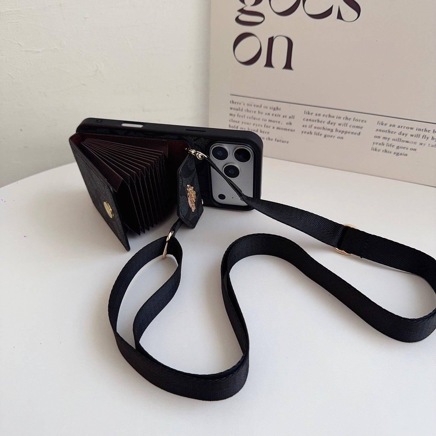 Leather Coach iPhone Case With Card Holder And Strap